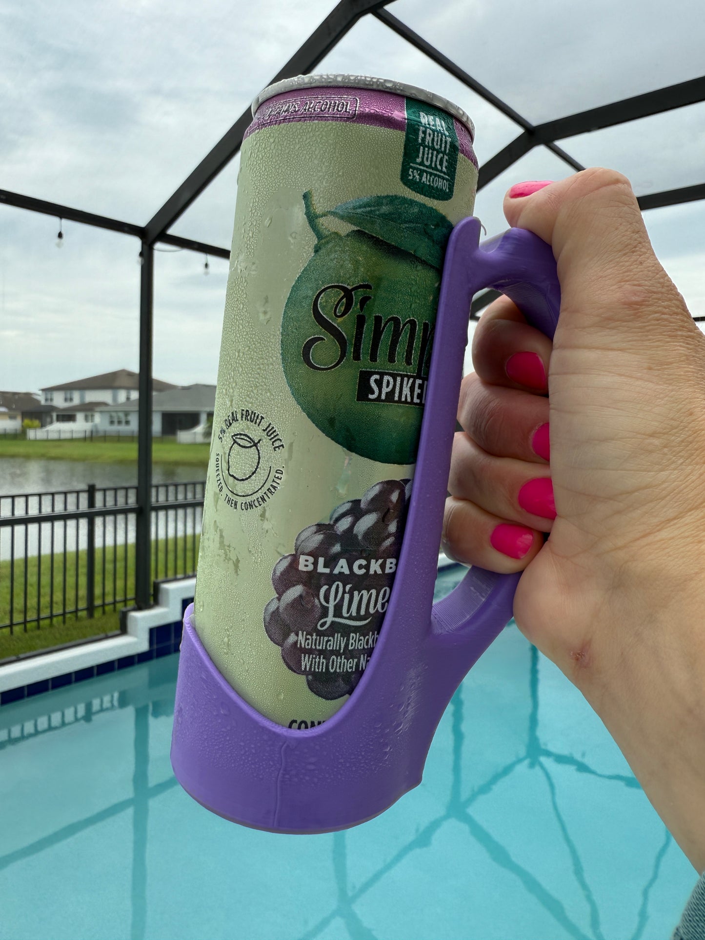 12oz Skinny Can Holder with Handle, 3D printed