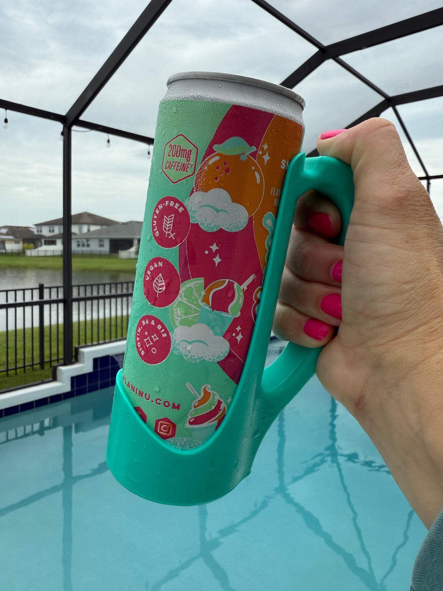 12oz Skinny Can Holder with Handle, 3D printed