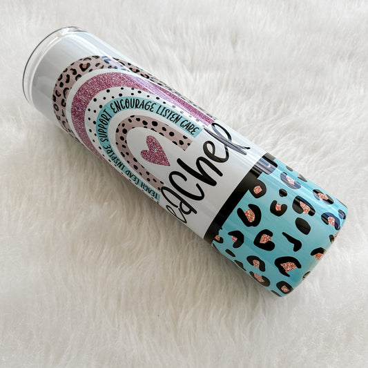 Teacher Boho Rainbow Tumbler Holographic, 30oz