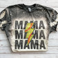 Distressed Mama Softball Bolt Bleached Tee