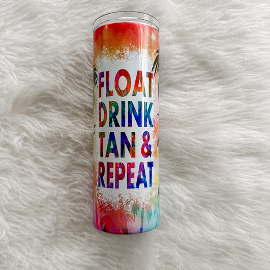 Float Drink Tan Repeat  SublimationTumbler Holographic, 20oz