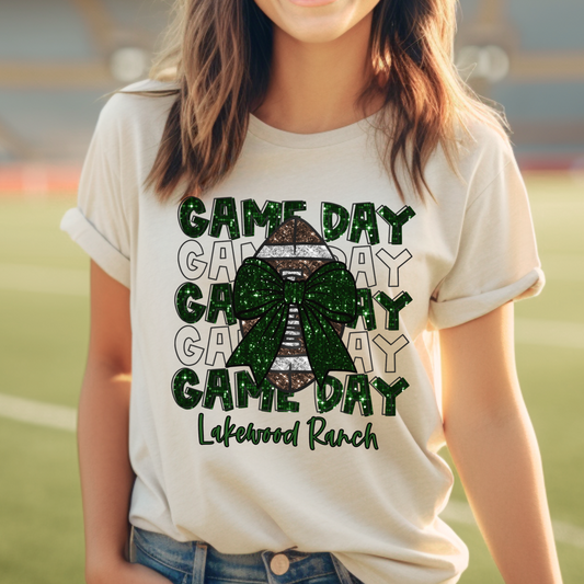 Game Day LWRHS, Green FAUX Sequin tee