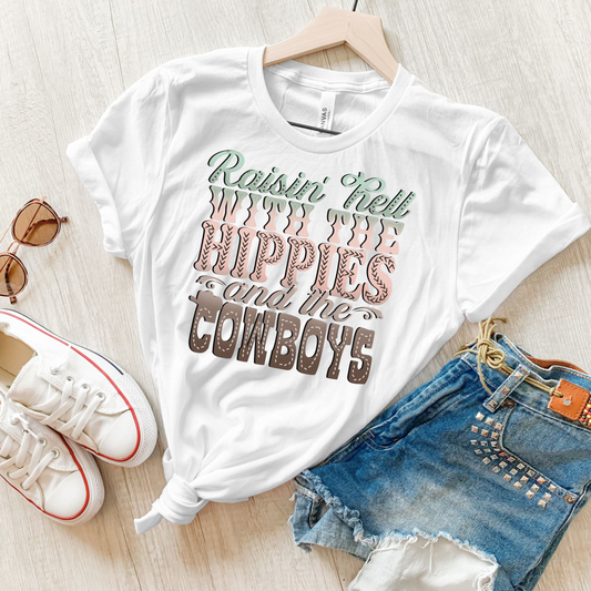 Raising Hell with the Hippies & Cowboys Tee