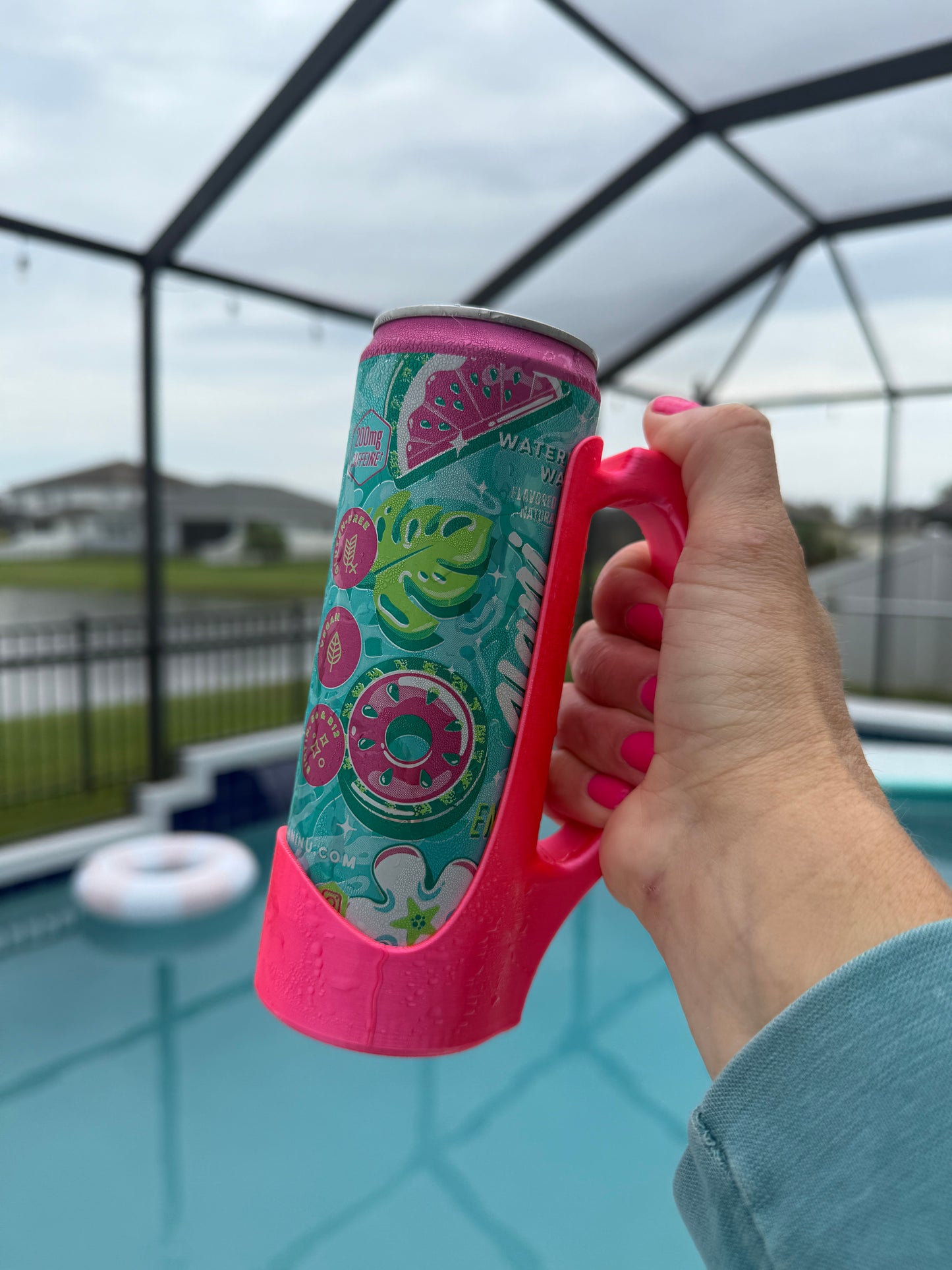12oz Skinny Can Holder with Handle, 3D printed