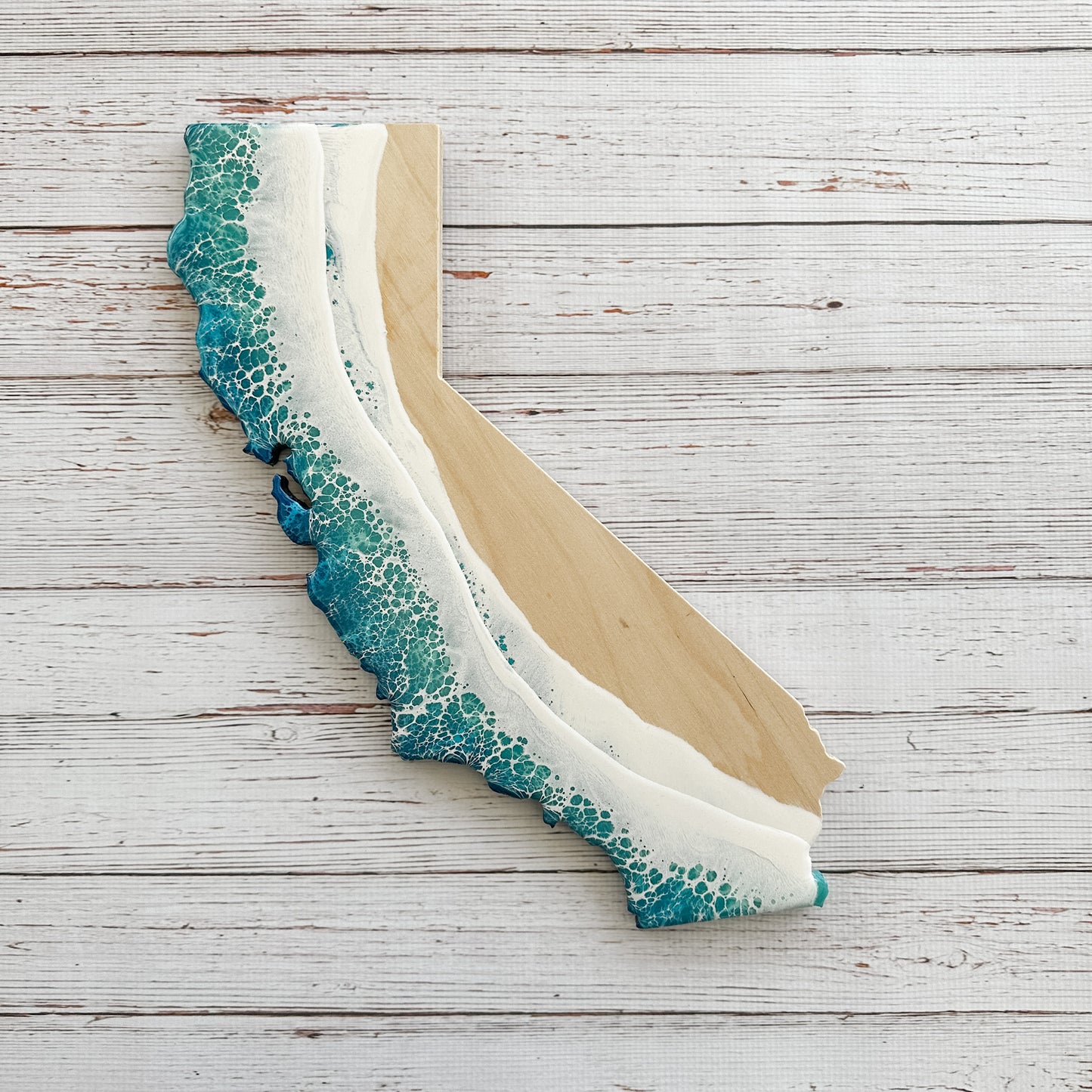 California Shaped Wooden Resin Decor