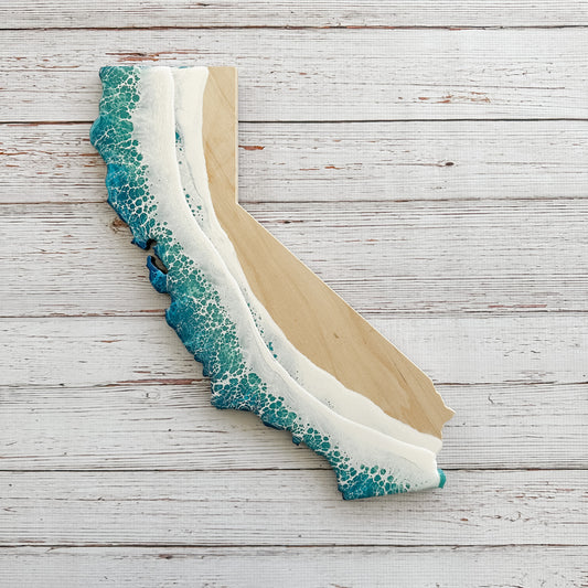 California Shaped Wooden Resin Decor