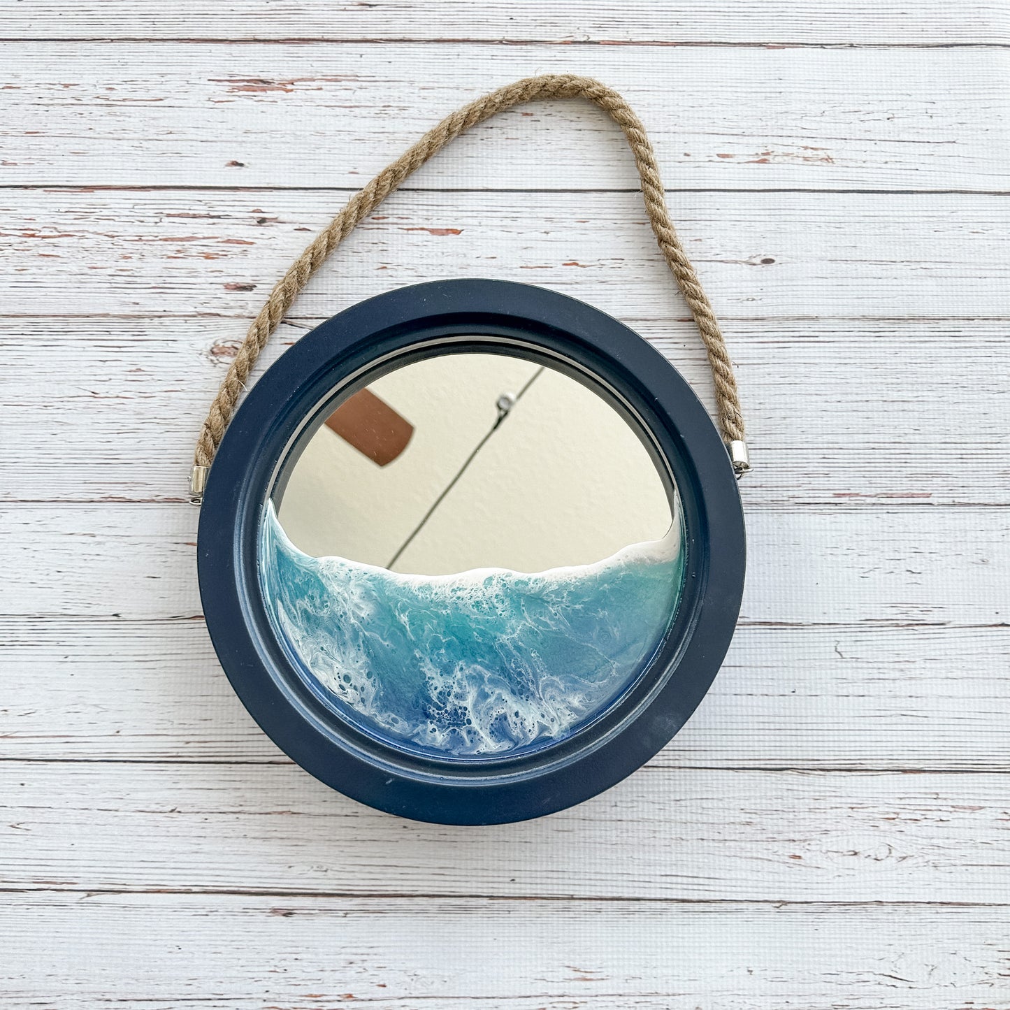 11" Ocean themed Navy Mirror