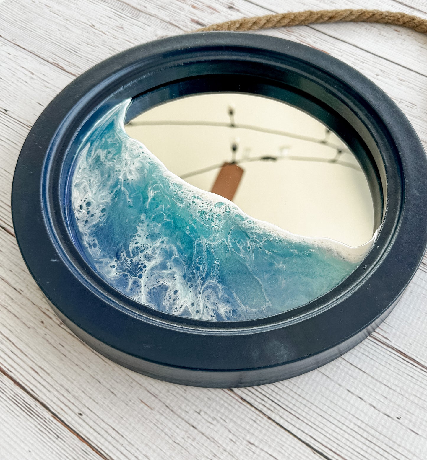 11" Ocean themed Navy Mirror