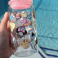 Disney Snacks 16oz Glass Can Tumbler, Pink lid