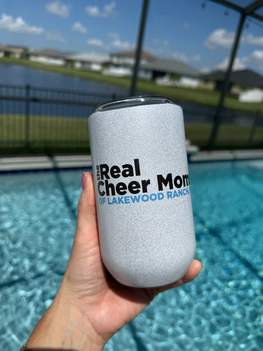 Sublimated “The Real Cheer Moms of Lakewood Ranch, FL” WINE (white glitter)