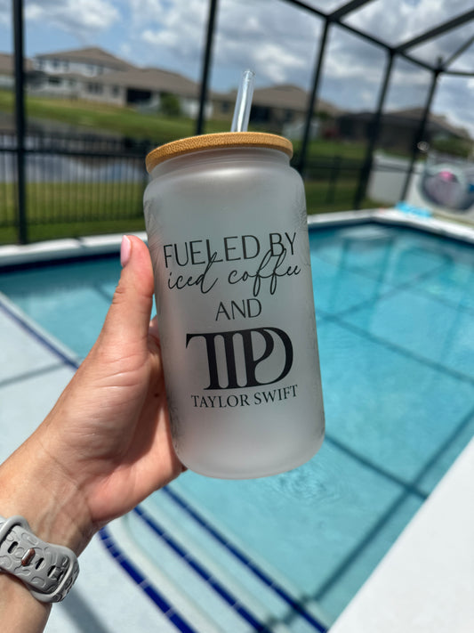 Fueled By ICED COFFEE & TTPD Matte Glass Can Tumbler, 16oz