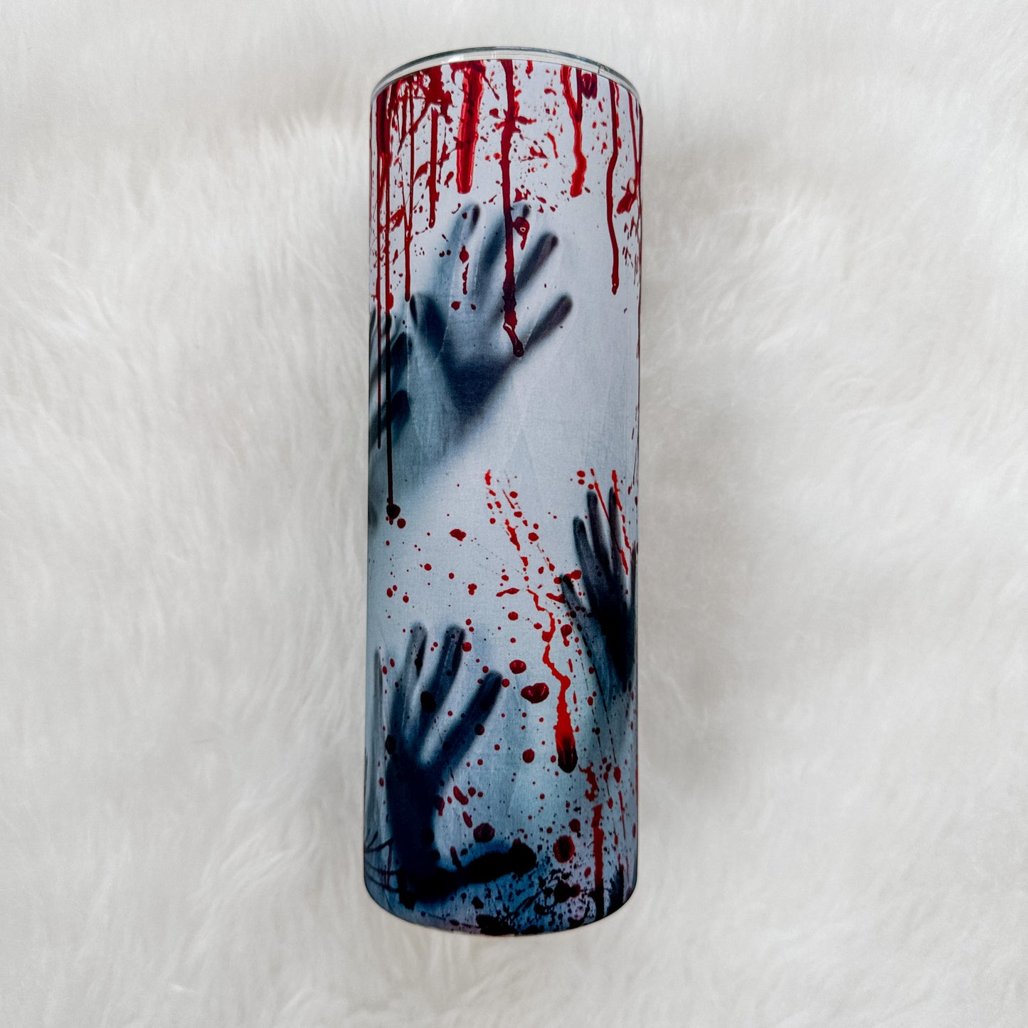 Bloody Hands Red/Orange Glow in the Dark Sublimation Tumbler, 20oz