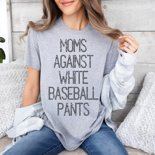 Moms Against White Baseball Pants Tee