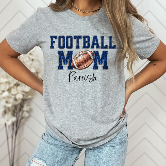 Football Mom PCHS, Navy FAUX Sequin tee