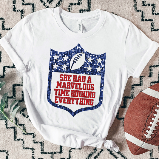 She Had a Marvelois Time Ruining Everything Football tee